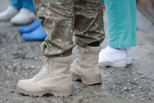 Divorce during covid concept - military and nurses