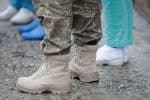 Divorce during covid concept - military and nurses