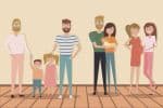 Set of traditional and non-traditional family with kids.